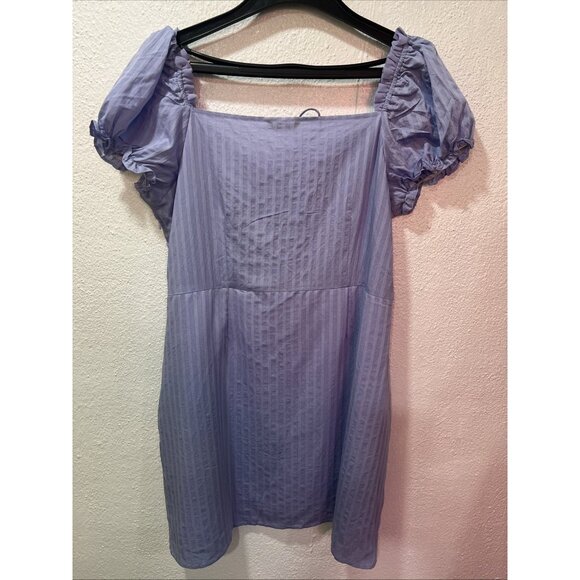Shein Purple Puff Sleeve Y2K Dress SZ 1XL Babydoll Ruffle V Neck - Picture 7 of 13